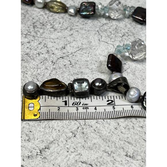 925 Starborn sterling pearl and quartz necklace silversmith artisan OOAK stone - Picture 11 of 11